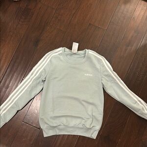 Adidas Light Green Sweatshirt with White Stripes
